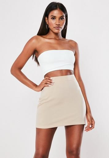 Missguided - Stone Basic A Line Mini Skirt | Missguided (AU)