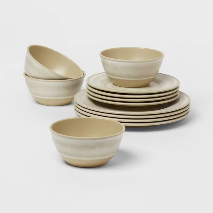 12pc Melamine Lancashire Dinnerware Set White - Threshold™ | Target