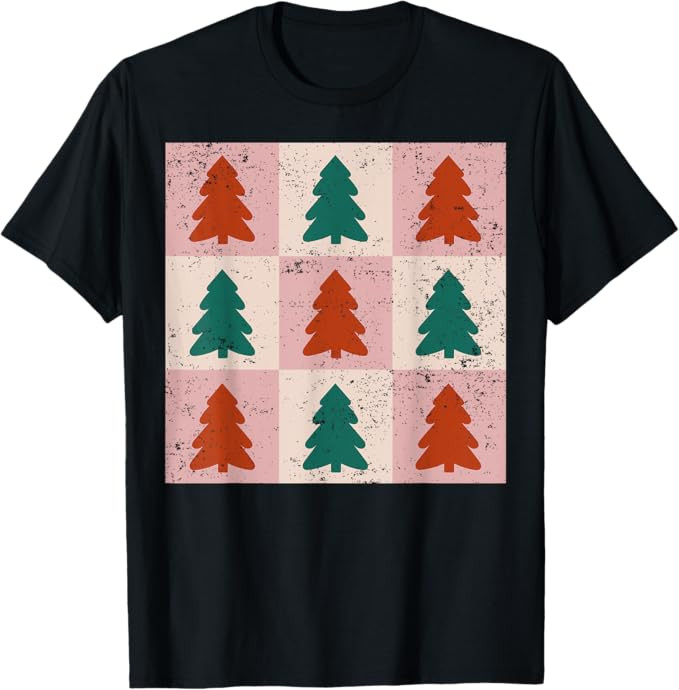 Retro Checkerboard Checkered Christmas Tree Men Women Kid T-Shirt | Amazon (US)