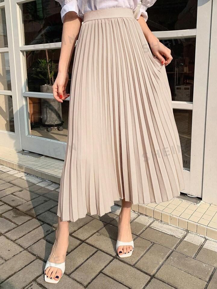 DAZY Solid Pleated Skirt | SHEIN
