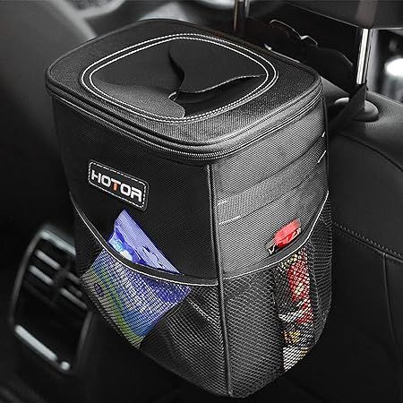 HOTOR Car Trash Can with Lid and Storage Pockets, 100% Leak-Proof Car Organizer, Waterproof Car G... | Amazon (US)