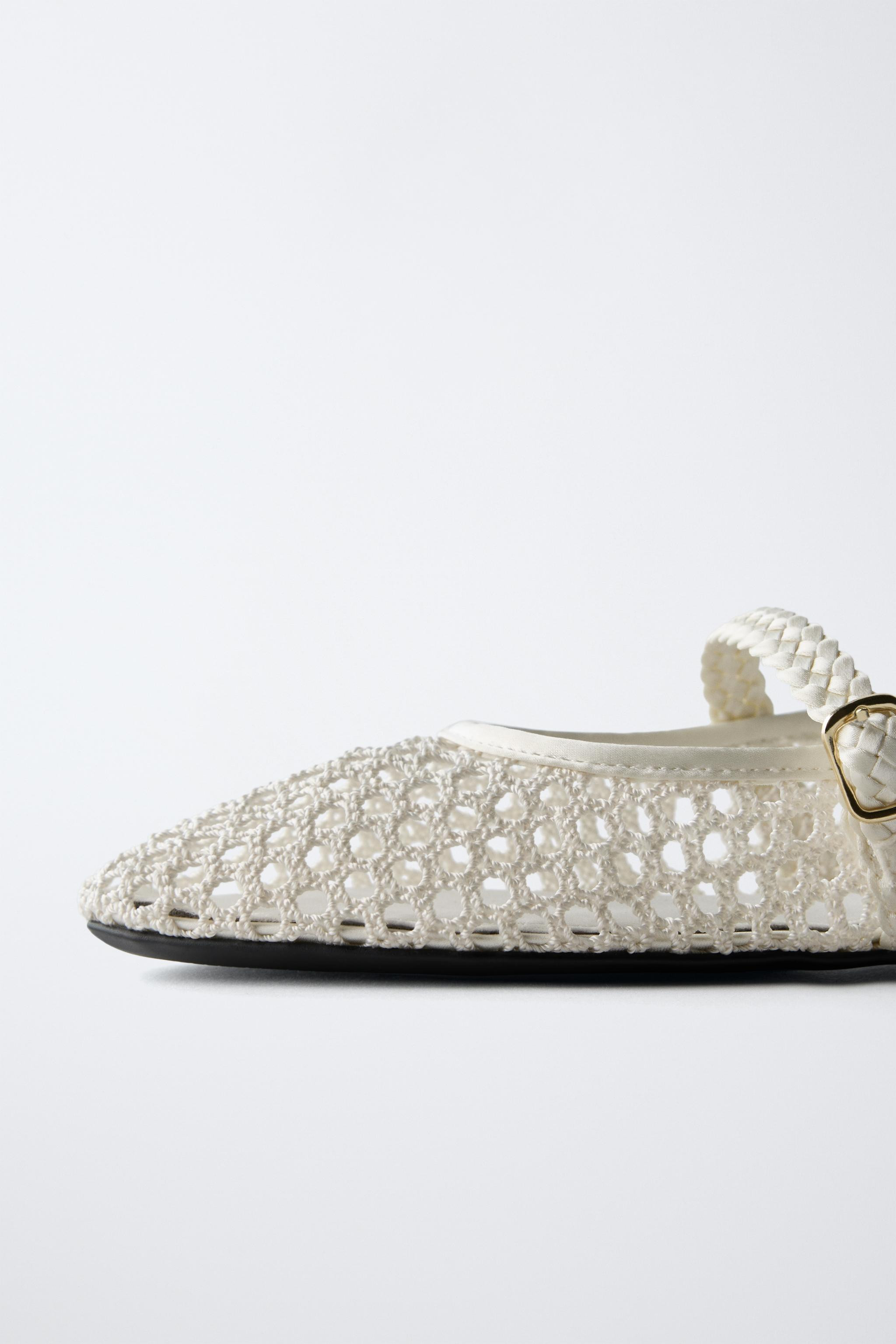 OPENWORK BALLET FLATS White Brown | Zara US
