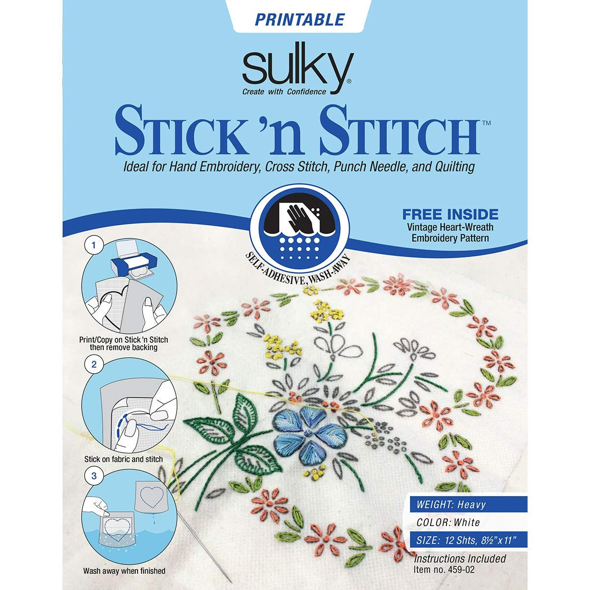 Stick N Stitch Self Adhesive Wash Away Stabilizer Twelve Sheets of 8-1/2 x 11 | Amazon (US)