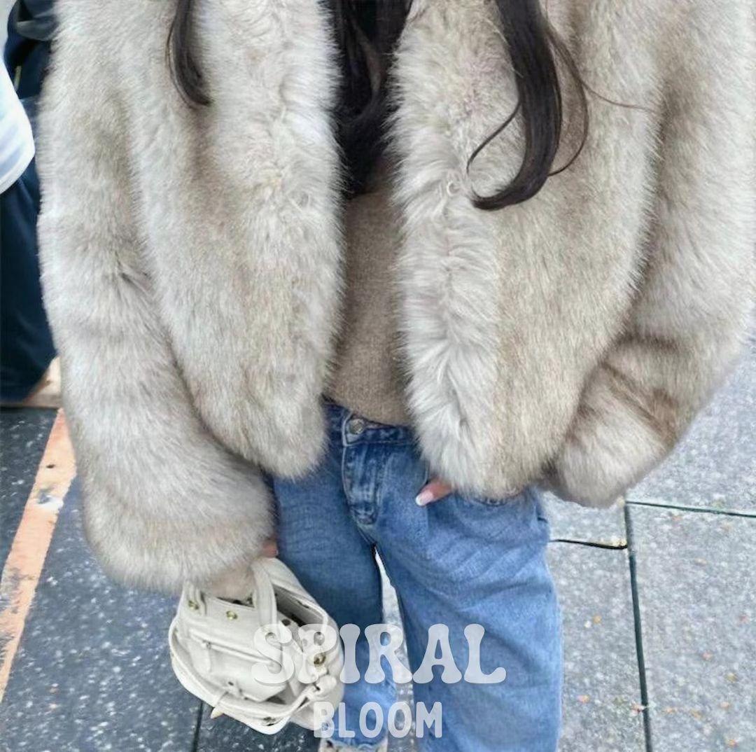 Luxury Fur Coat | Fluffy Short Faux Fur Coat | Female Outerwear | Lady Cropped Jacket for Winter ... | Etsy (US)