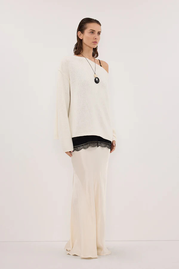 CHARLI CREAM SATIN MAXI SKIRT | DISSH