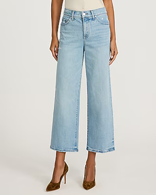 High Waisted Light Wash Wide Leg Ankle Jeans | Express