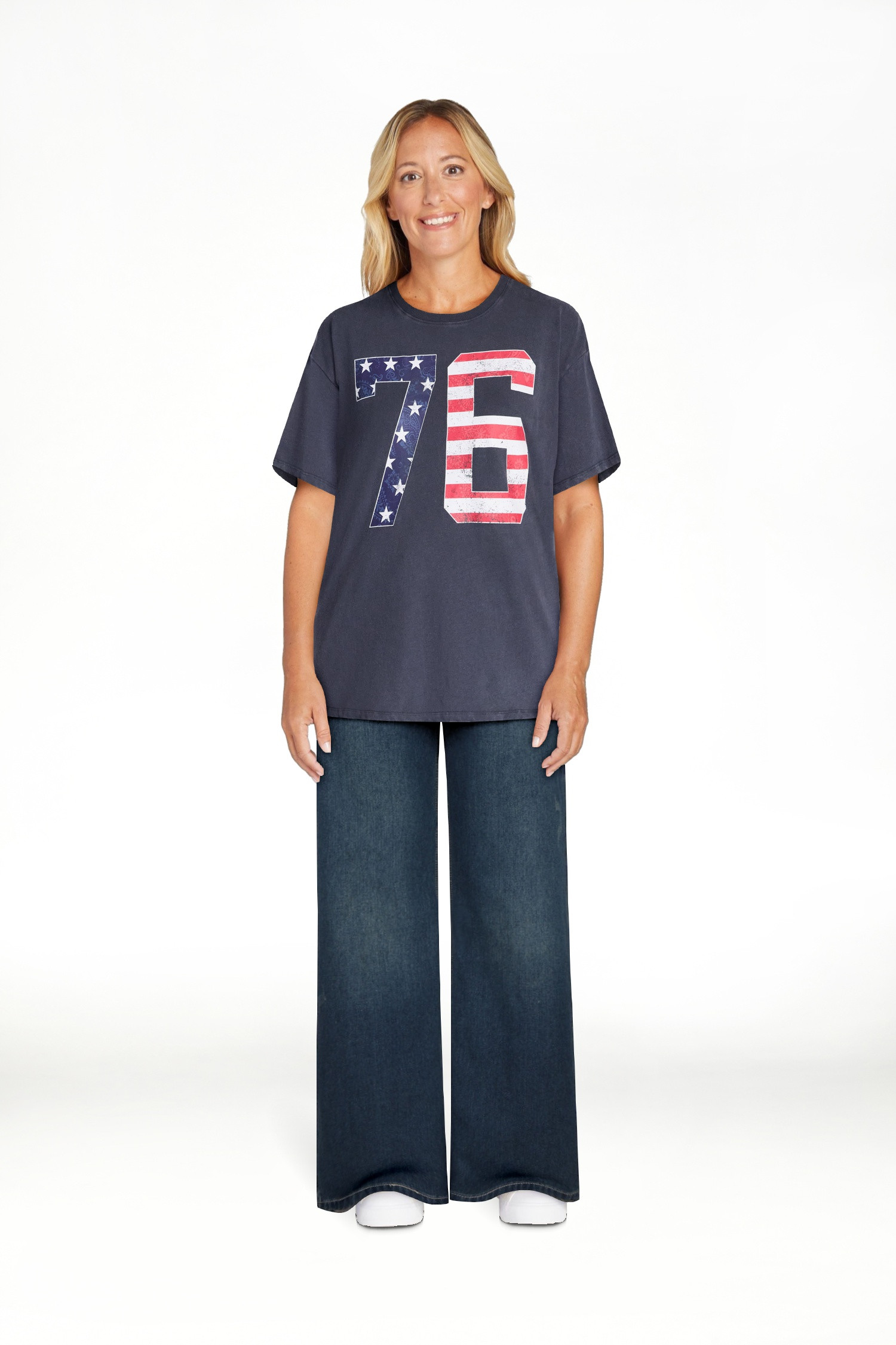 Americana 76 Women's Graphic Cotton Tee with Short Sleeves from Way to Celebrate, Sizes XXS-XXL | Walmart (US)