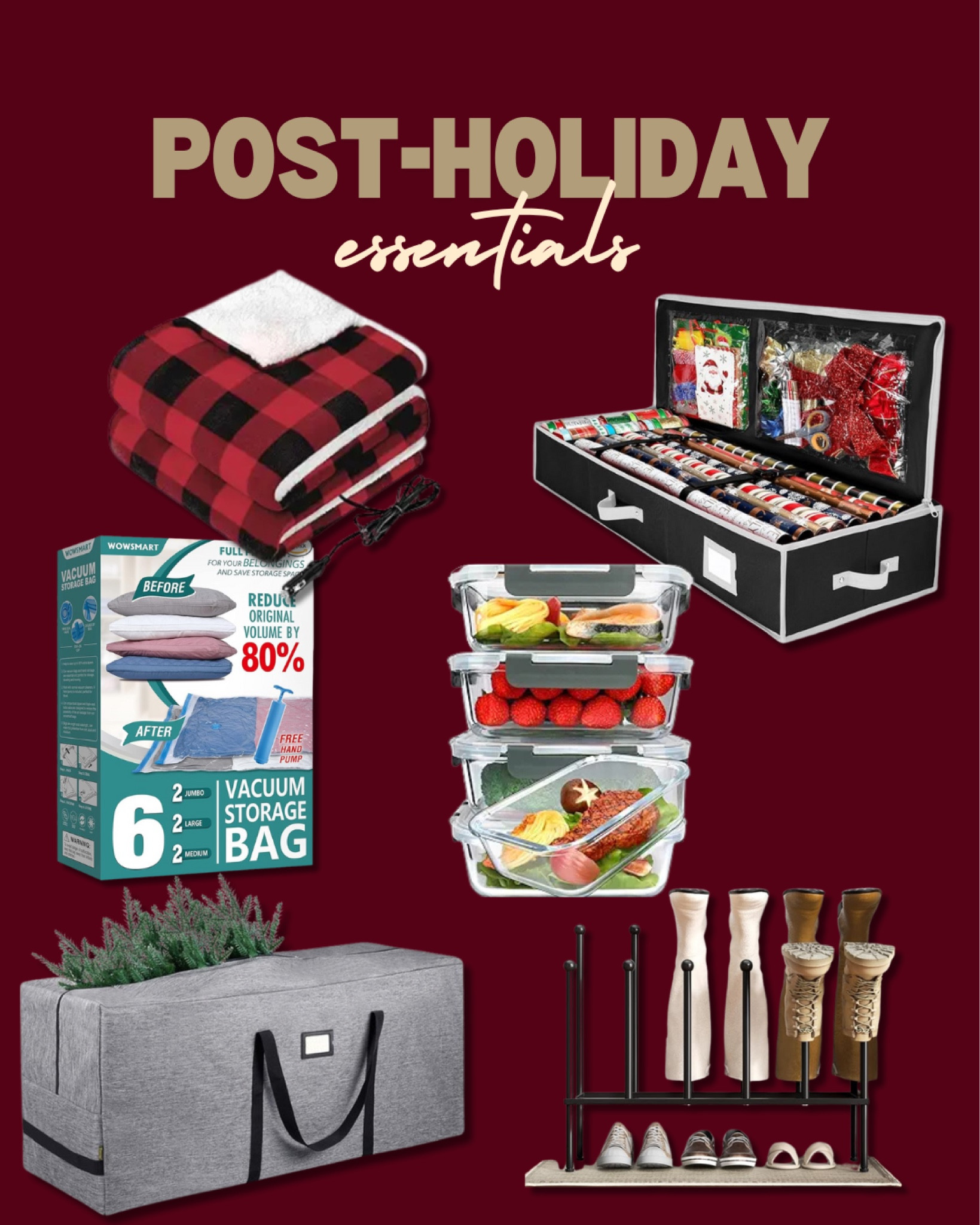 After the holidays, I always feel the need to refresh and organize. These post-holiday essentials are a game changer for storing all the decor and keeping everything neat. From vacuum storage bags to a sleek shoe rack, these items help me tidy up without hassle. I love having a space for everything, so the start of the year feels less chaotic and more organized. What are your go-to post-holiday organization tricks?

#LTKHoliday #LTKHome