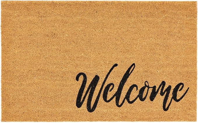mDesign Rectangular Coir and Rubber Entryway Welcome Doormat with Natural Fibers for Indoor or Ou... | Amazon (US)