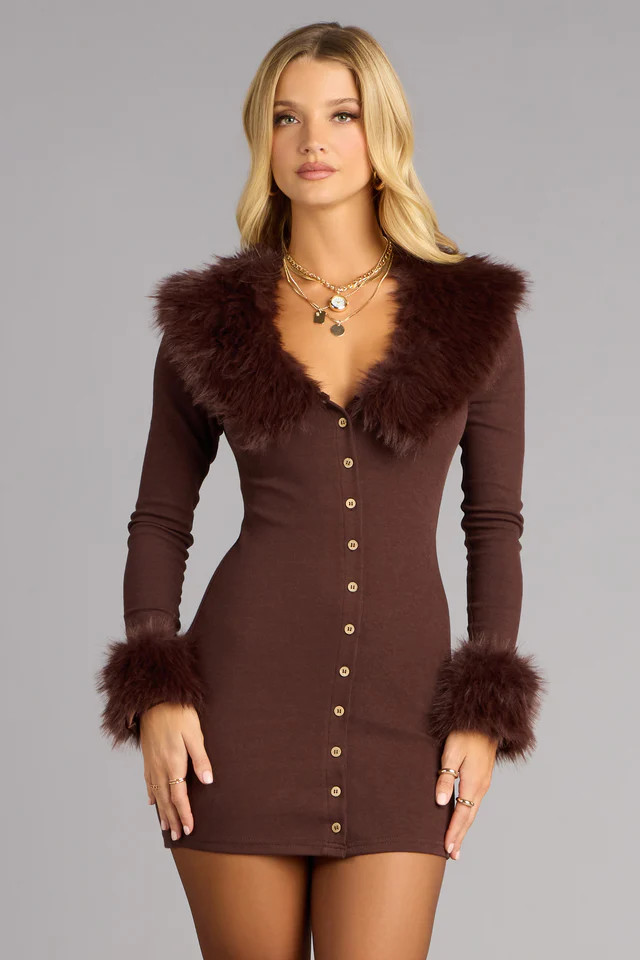 Luxe Moments Removable Faux Fur Mini Dress | Windsor Stores