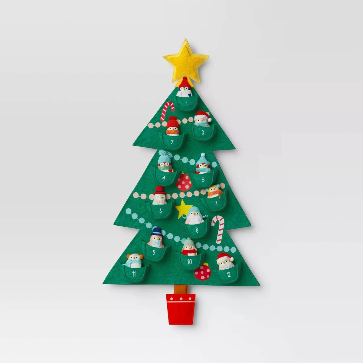 31.25" Featherly Friends Fabric Tree with Birds Hanging Christmas Countdown Calendar Green - Wond... | Target