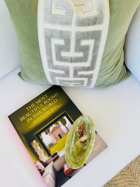 Green Home Accents 🌿
My new little onyx piece is under $13! Comes in green onyx and white marble. Can be used as a jewelry holder next to your bed, stacked on books, etc..

This book from AD is a new favorite and my pillow cover is the softest. The muted green tone with gray Greek key detail is gorgeous. 

#LTKhome #LTKsalealert