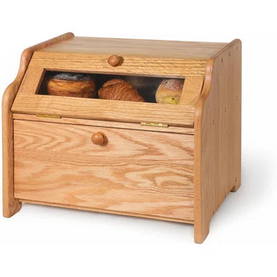 Bread Box, Solid Wood Oak Bread Box for Kitchen Countertop, Double Layer Bread Container for Bread Storage, Large Capacity Breadbox with Clear Window, | Wayfair North America
