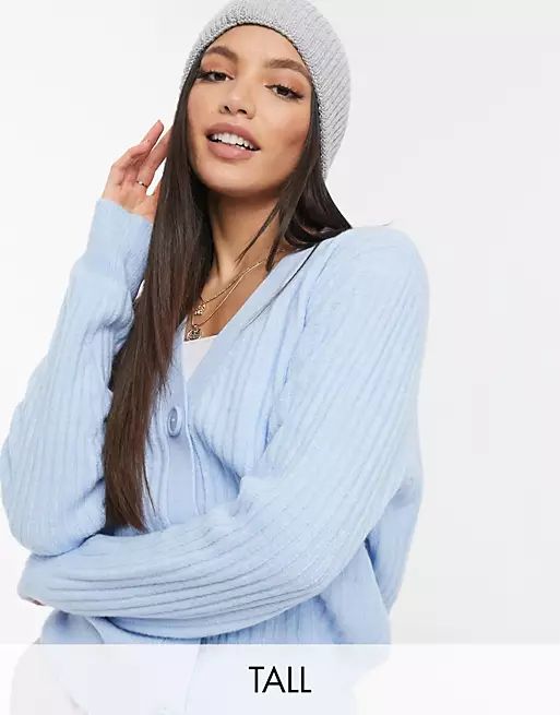 New Look Tall rib cardigan in blue | ASOS (Global)