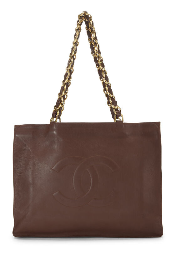 Brown Calfskin Flat Chain Handle Tote Medium | What Goes Around Comes Around