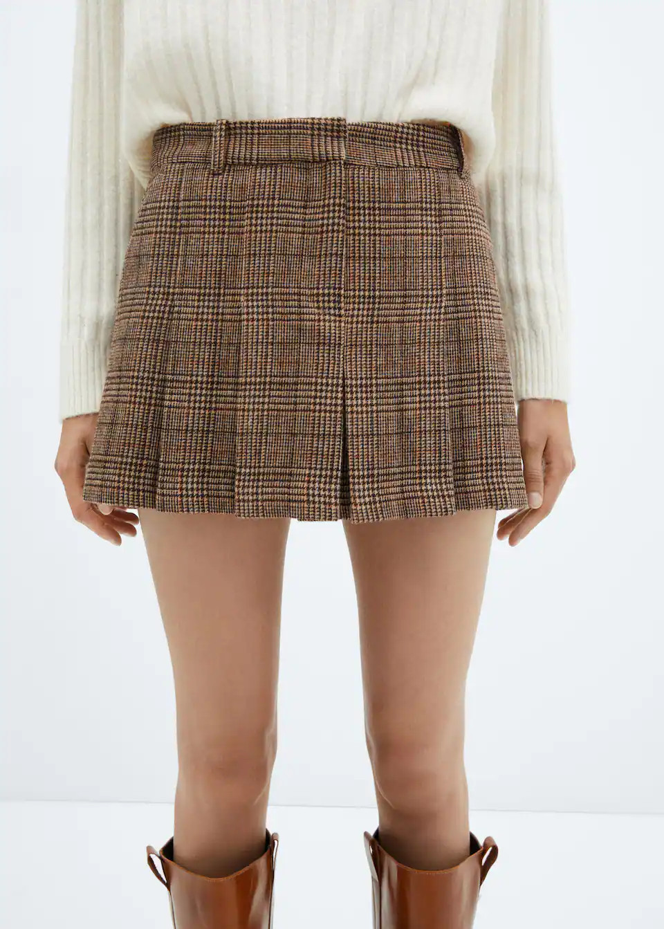 Houndstooth pleated skirt -  Women | Mango USA | MANGO (US)