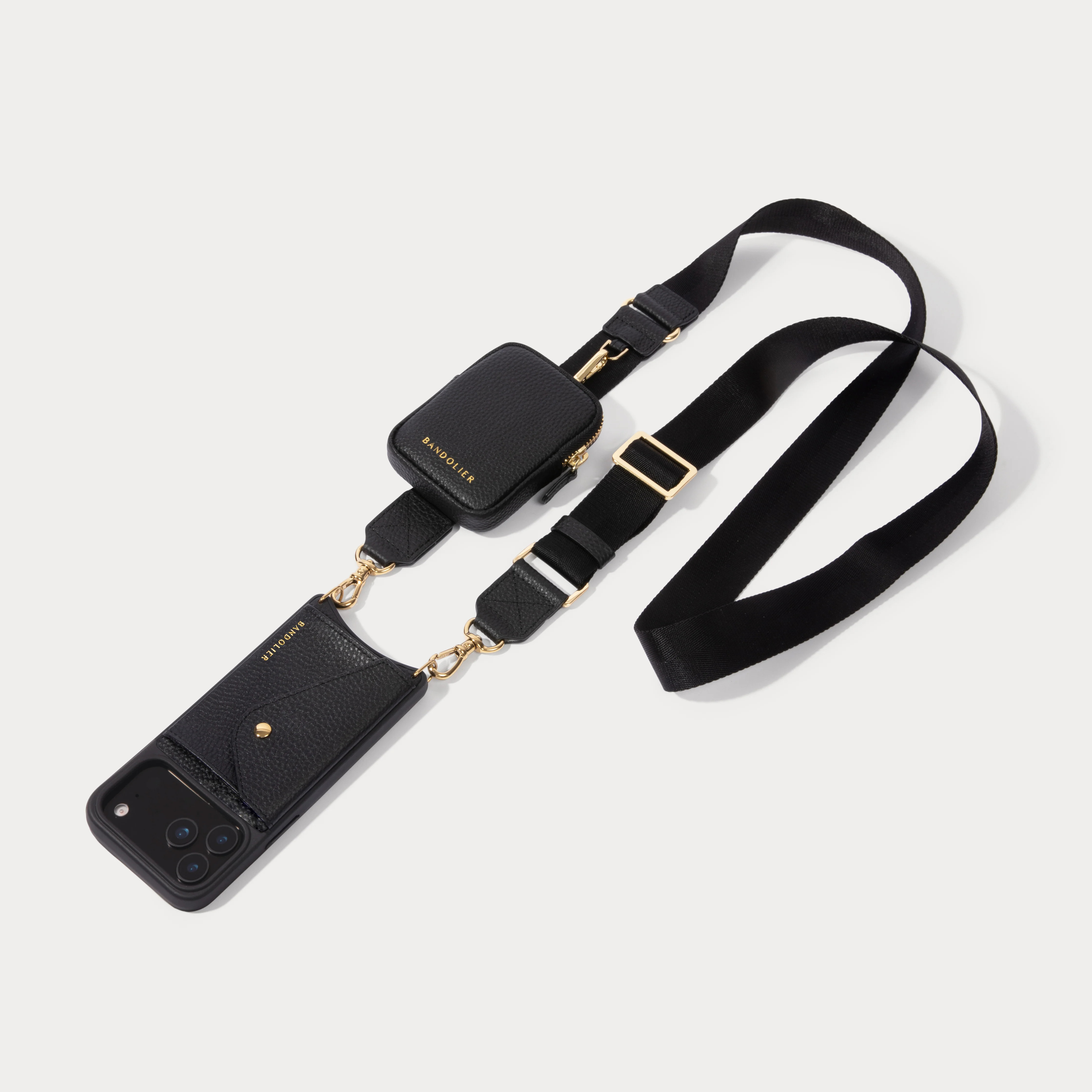 Bodie Crossbody with Mini Zip Pouch- Black/Gold | Bandolier