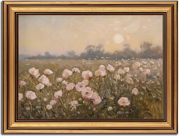 Vintage Gold Framed Wall Art for Living Room Wildflowers Landscape Canvas Prints Spring Floral Oi... | Amazon (US)