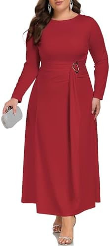 Carrdc Plus Size Dresses for Curvy Women Long Sleeve Cocktail Dress | Amazon (US)