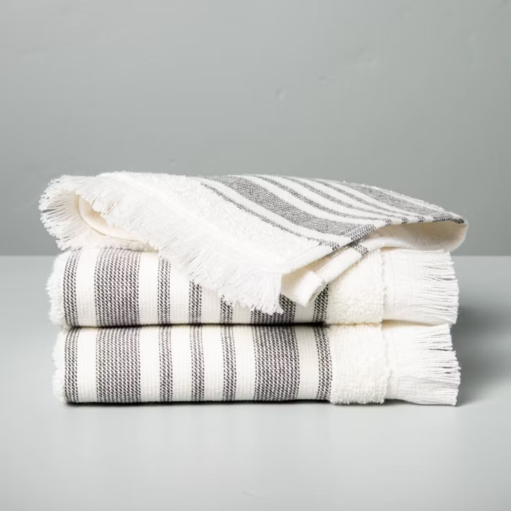 Multistripe Bath Towels Cream/Gray - Hearth & Hand™ with Magnolia | Target