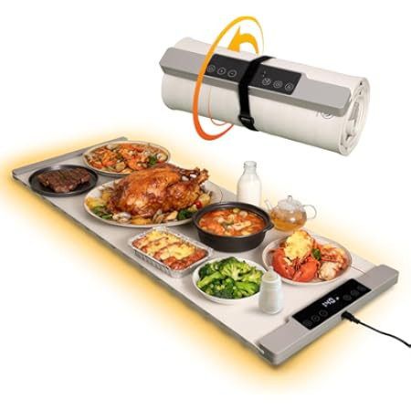 Food Warming Mat Electric Tray: Adjustable Silicone Heating Pad with 3 Temperature Settings 4 Tim... | Amazon (US)
