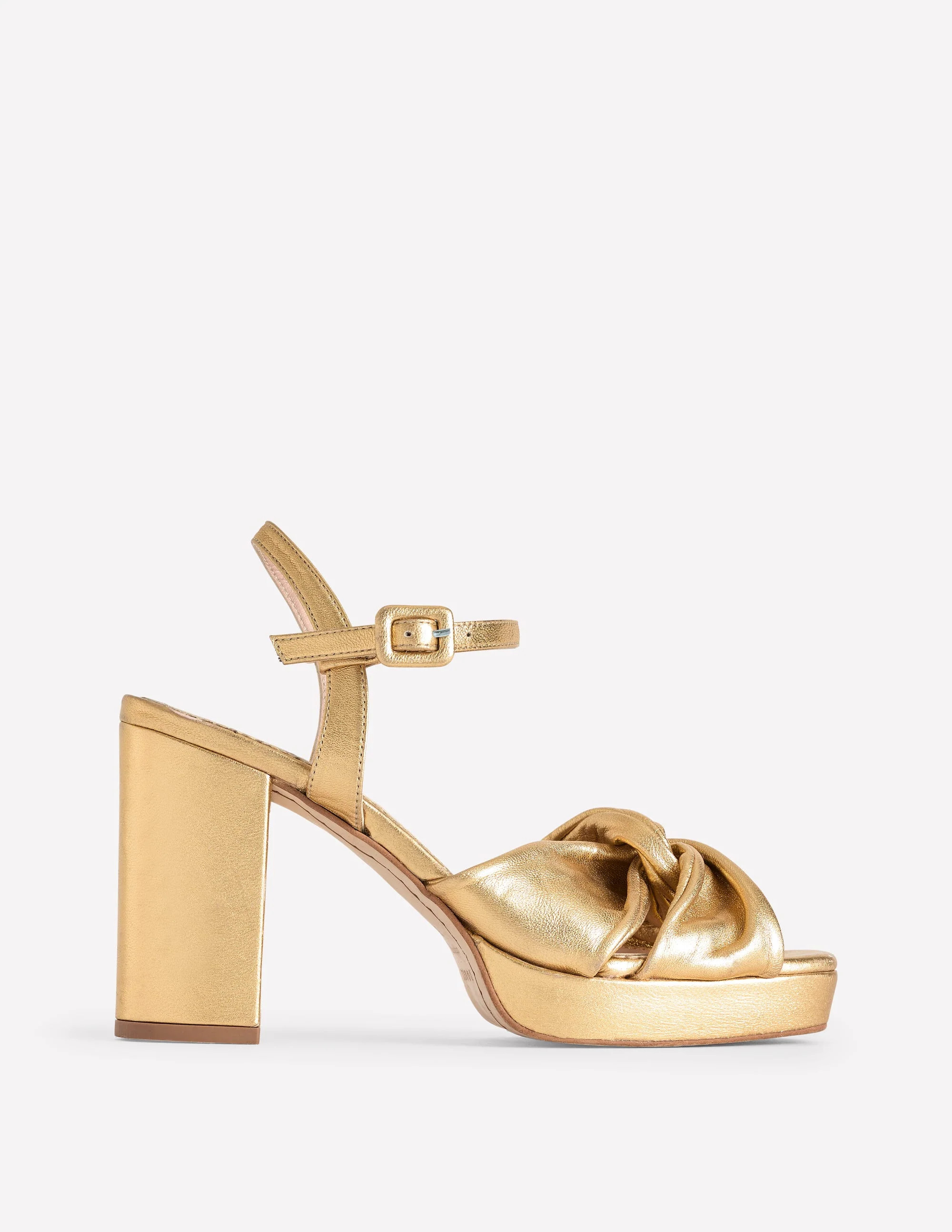 Twist Front Platform Sandals-Gold Metallic | Boden (US)