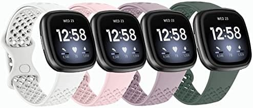 4 Pack Silicone Bands Compatible with Fitbit Versa 3/Fitbit Sense Band for Women Men, Breathable ... | Amazon (CA)