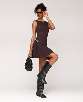 Avec Les Filles Women's Boat-Neck Sleeveless Short Fit & Flare Dress - Macy's | Macy's