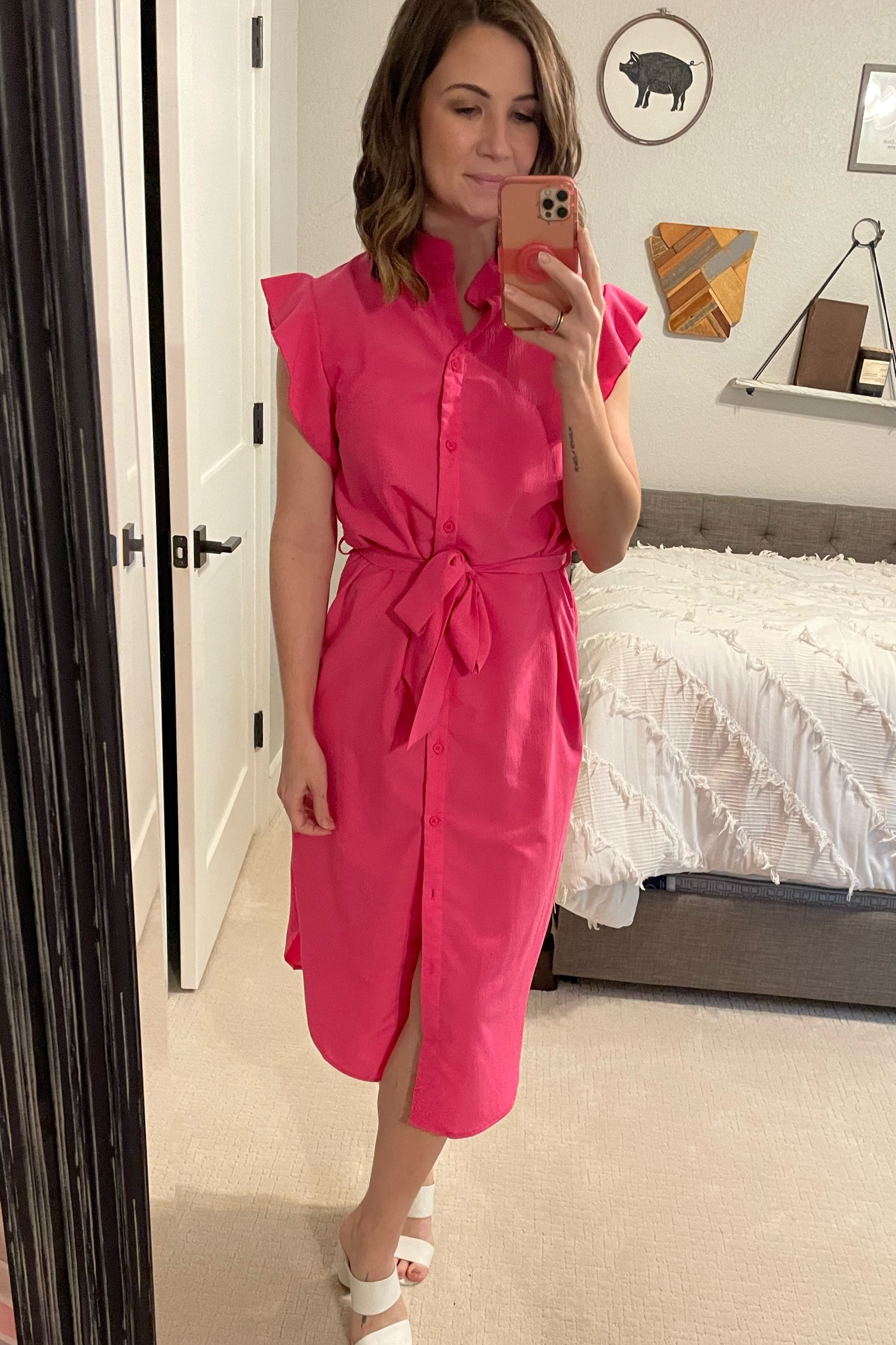 My Easter dress is perfect for all spring and summer events!! 🤩  and totally work appropriate too! 

#pinkdress #mididress #shirtdress #worktoweekend 

#LTKshoecrush #LTKunder50 #LTKworkwear
