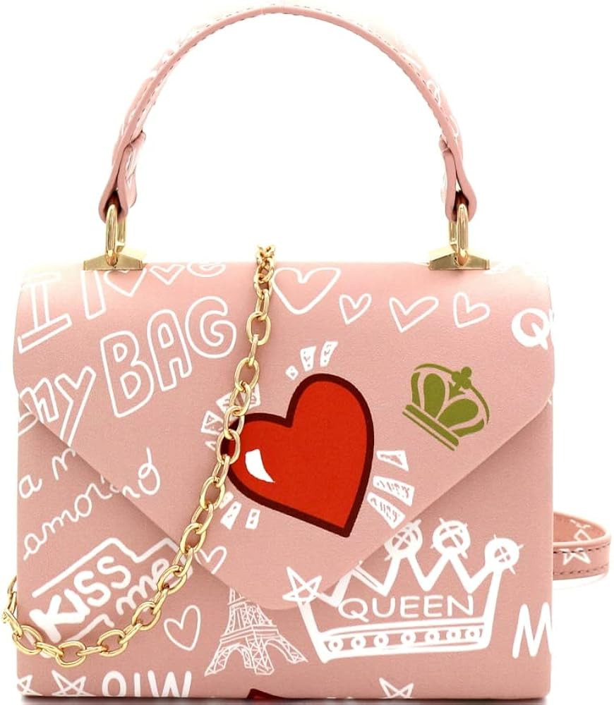 Retro Vintage Neon Multicolor Colorful Graffiti Clutch Tote Purse Crossbody Sling Bag Handbag | Amazon (US)