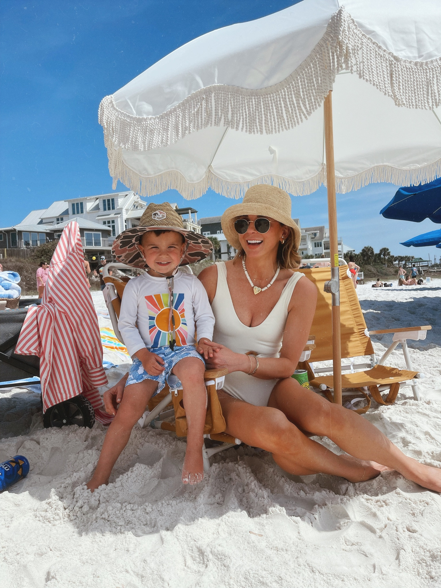 Harry's straw hat and favorite rash guard and swim trunks 