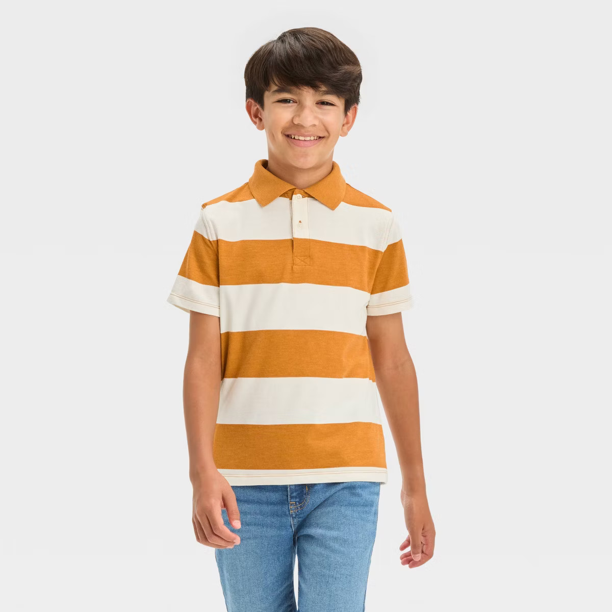 Boys' Short Sleeve Striped Polo T-Shirt - Cat & Jack™ Yellow | Target