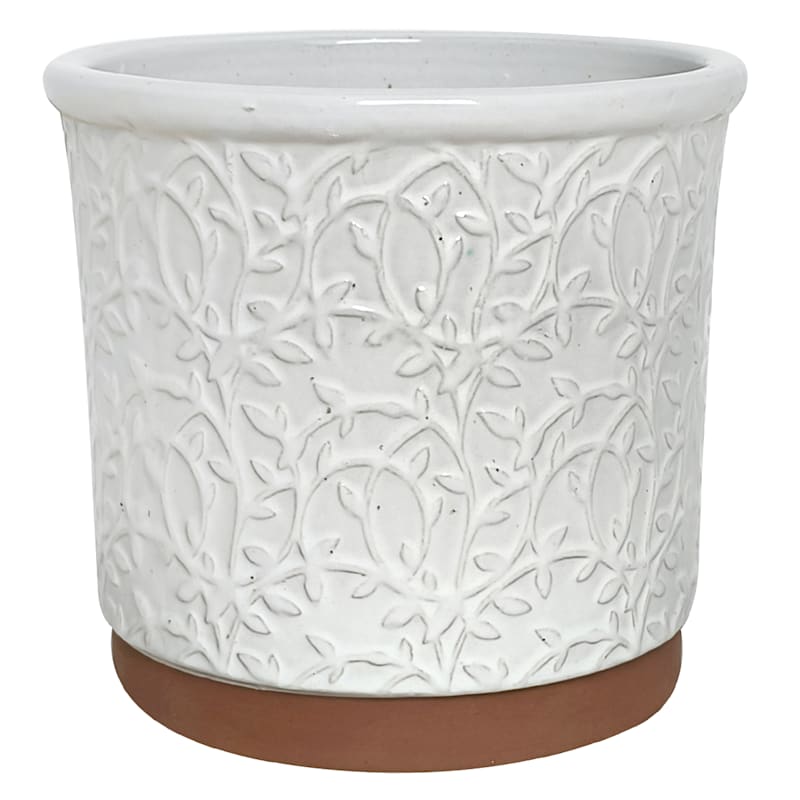 White Bloomsbury Ceramic Outdoor Planter, Medium | At Home