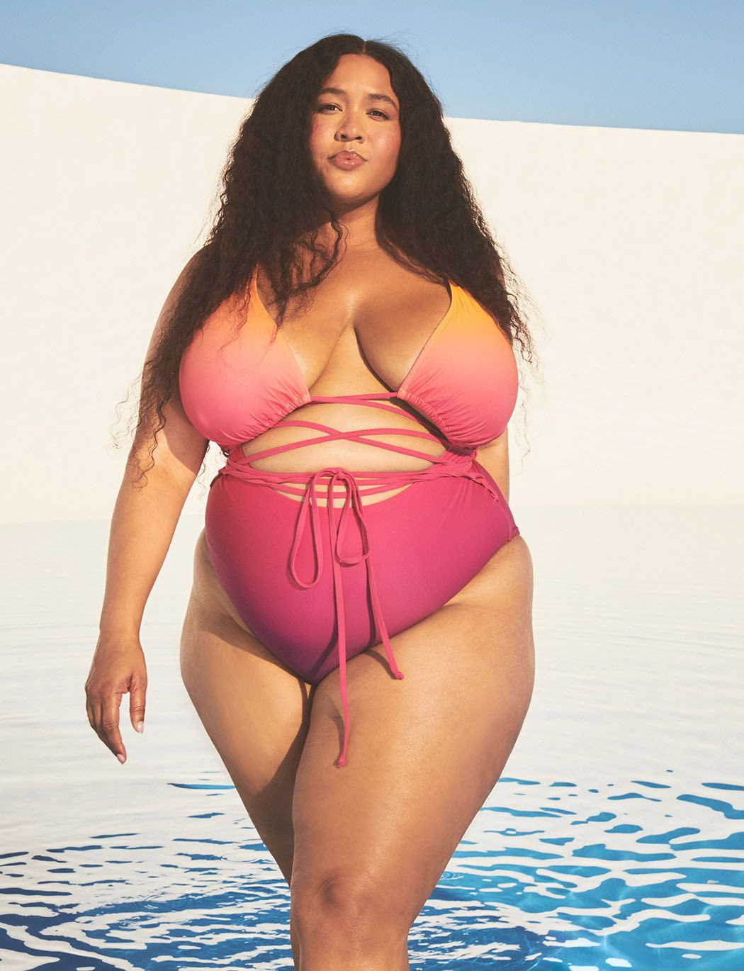 Gabi Fresh Swim x ELOQUII V-Neck Wrap Swimsuit with High Cut Leg | Eloquii