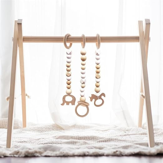 little dove Wood Baby Gym with 3 Wooden Baby Teething Toys Foldable Baby Play Gym Frame Activity ... | Amazon (US)