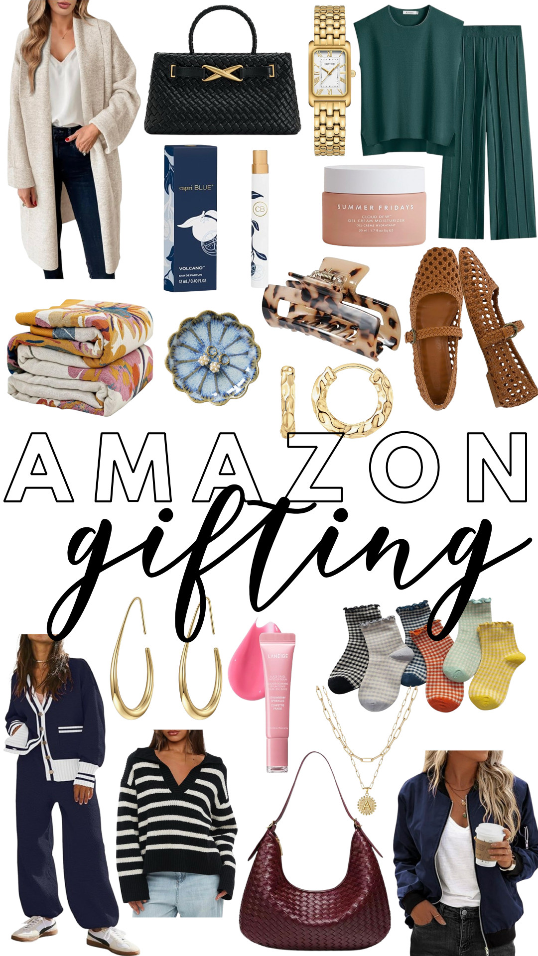 Great finds from Amazon for gifting this holiday season.

Gift Guide | Christmas Gifts | Amazon Fashion | Sweater | Jewelry | Earrings | Black Friday | Sale | Boots | Handbag | Denim | Jeans | Sweats | Sweater Set | Mules | Cable Knit Sweater | Air Pods | Ruffle Socks | Nike | Trench Coat | Quay | Sunglasses | Blanket | Summer Fridays | Laneige | Watch | Capri Blue | Volcano | 

#LTKCyberWeek #LTKGiftGuide 

 

 #LTKSaleAlert #LTKFindsUnder50 #LTKFindsUnder100