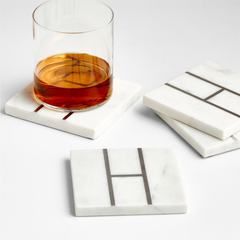 Marble "H" Monogram Coasters, Set of 4 + Reviews | Crate & Barrel | Crate & Barrel