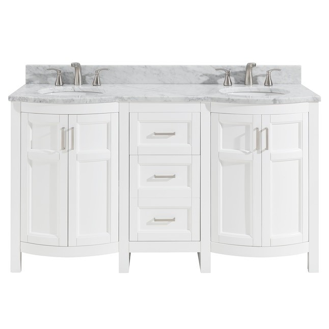 allen + roth  Moravia 60-in White Undermount Double Sink Bathroom Vanity with Natural Carrara Ma... | Lowe's
