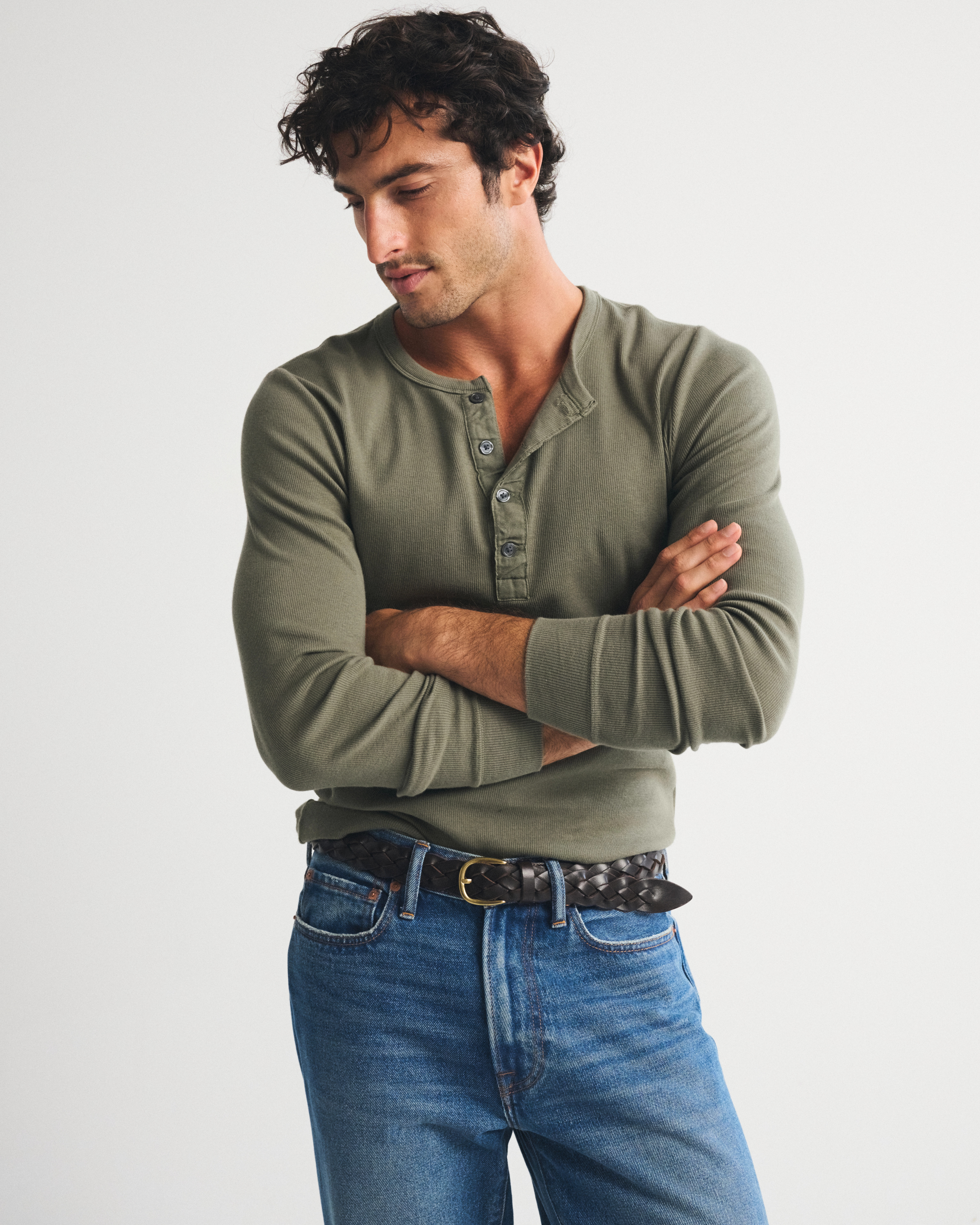 Essential Slim Ribbed Henley | Abercrombie & Fitch (US)