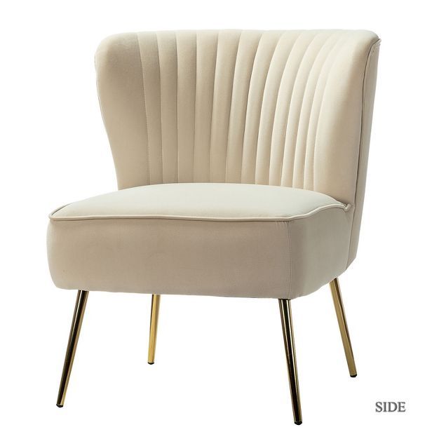 Quentin Velvet Accent Side Chair with Golden Metal Base | Karat Home | Target