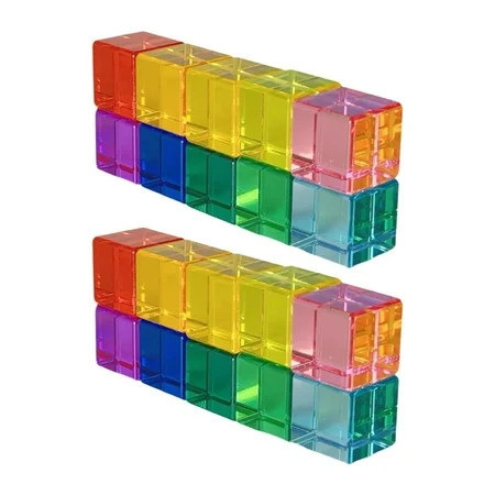 20 Pieces Rainbow Building Blocks Cube Blocks Set Stacking Game Translucent Acrylic for Kids Early Education | Walmart (US)