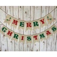 Merry Christmas Burlap Banner, White Burlap Christmas Banner,  Christmas Decor, Christmas Garland, Christmas Banner | Etsy (US)