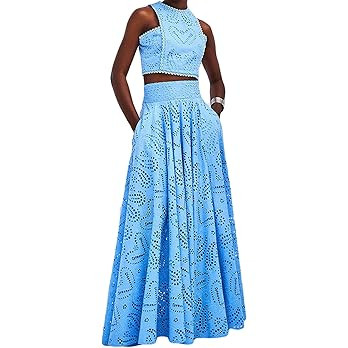 Women's 2 PCS Lace Holes Tank Tops Bodycon Skirts Sexy Nightclub Party Dress Outfits Set | Amazon (US)