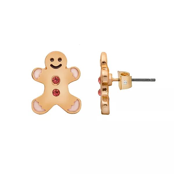 LC Lauren Conrad Enamel Accent Gingerbread Man Stud Earrings | Kohl's