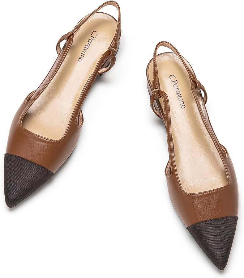 C.Paravano Slingback Flats for Women | Black Slingback Flats | Womens Slingbacks Flats | Pointed ... | Amazon (CA)