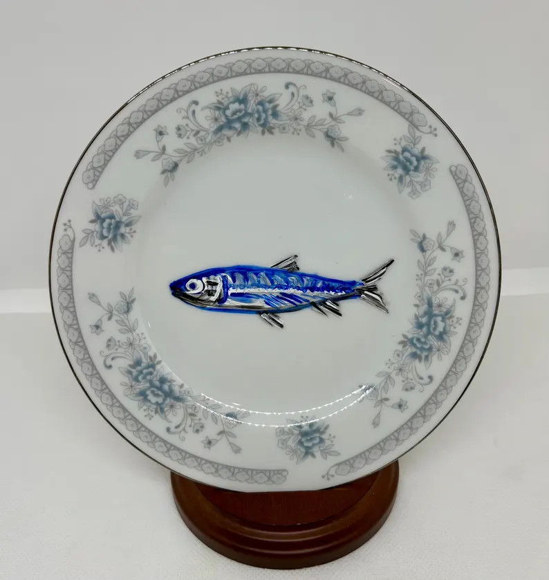 Vintage Noritake Hand-Painted Sardine Plates, Coastal Decor (Set of 4) | Etsy (US)