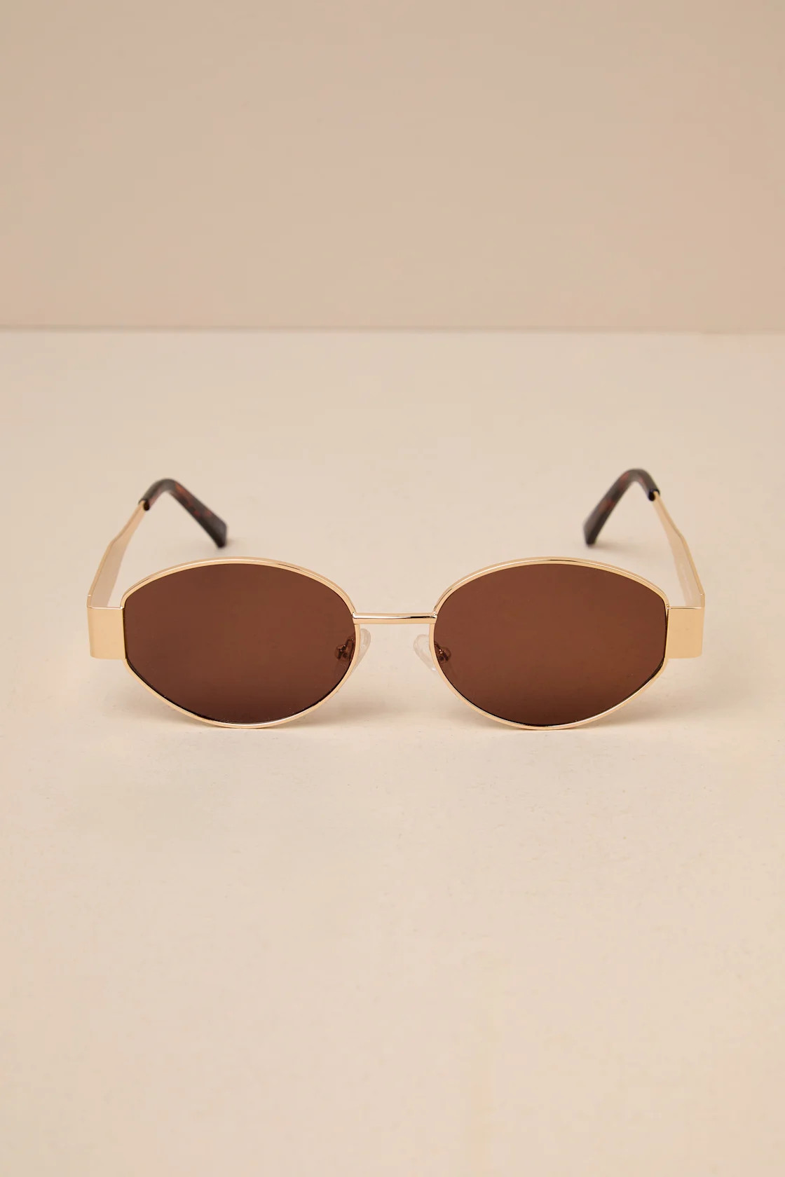 Trendsetting Take Gold and Brown Oval Sunglasses | Lulus