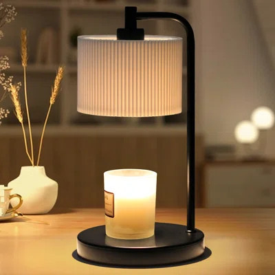Candle Warmer Lamp with Timer, Dimmable Candle Wax Warmer Candle Lamp with two Bulbs, White Fabric Shade | Wayfair North America