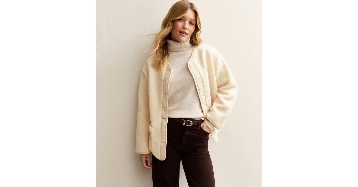 Cream Borg Button Through Jacket | New Look | New Look (UK)