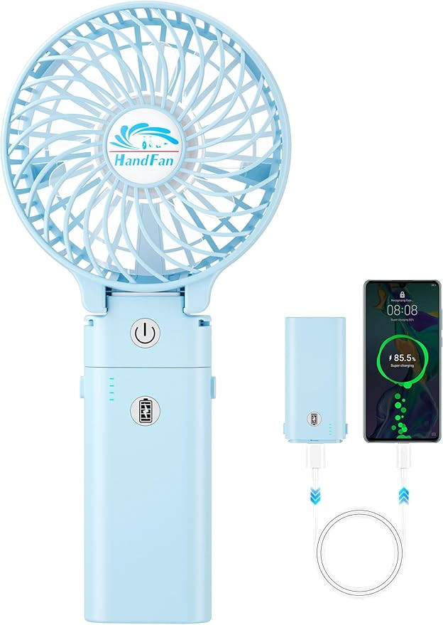 HandFan 5200mAh Handheld Fan Rechargeable, 20H Runtime Hand Fan, 3 Speeds Strong Airflow, Persona... | Amazon (US)